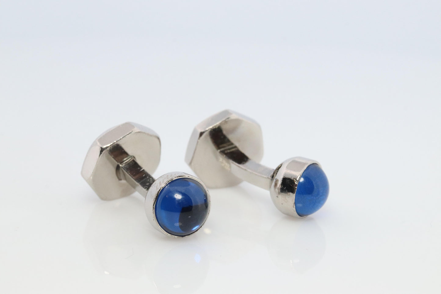 Cartier Santos Cufflinks Sterling Silver 925 Sapphire Cabochon Cartier Cufflinks
