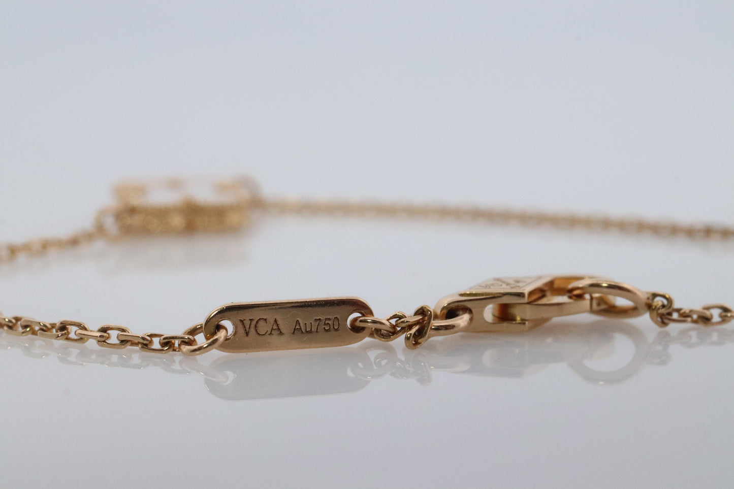 Van Cleef Arpels Alhambra Bracelet . Genuine VCA 18k YG Mother of Pearl Charm