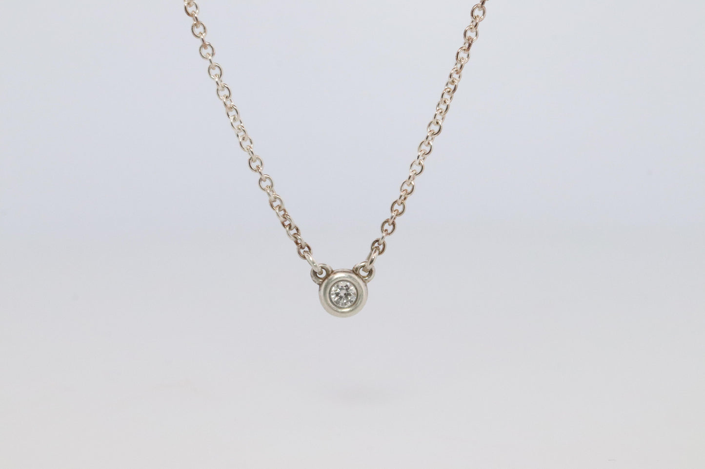 Tiffany Co Necklace Elsa Peretti Diamond by the Yard Solitaire 925 Sterling 1P