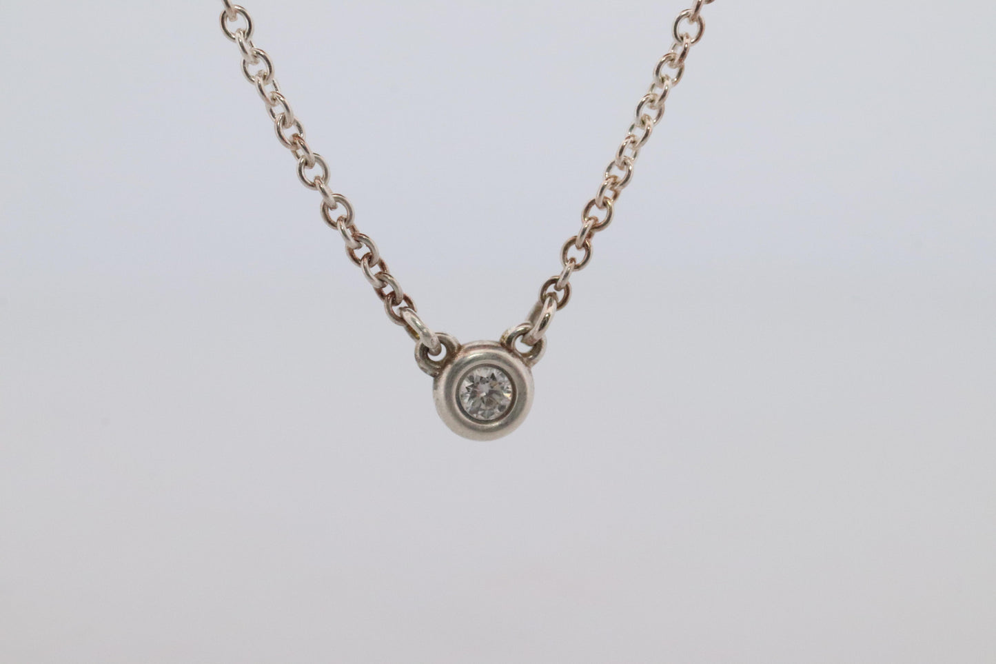 Tiffany Co Necklace Elsa Peretti Diamond by the Yard Solitaire 925 Sterling 1P