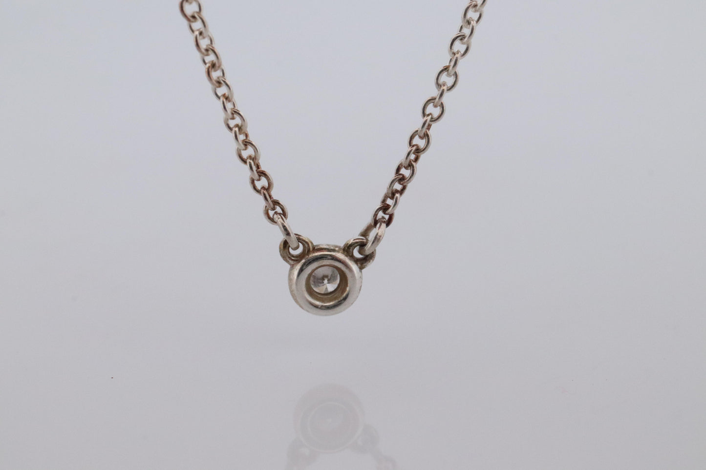 Tiffany Co Necklace Elsa Peretti Diamond by the Yard Solitaire 925 Sterling 1P
