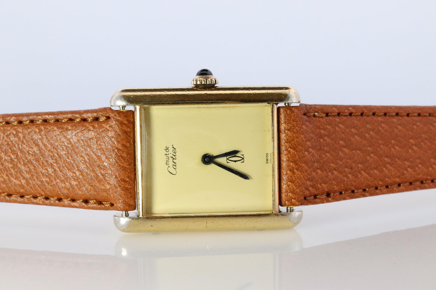 Vintage Must de Cartier Trinity Tank Watch. 925 Vermeil ARGENT Manual Tank.