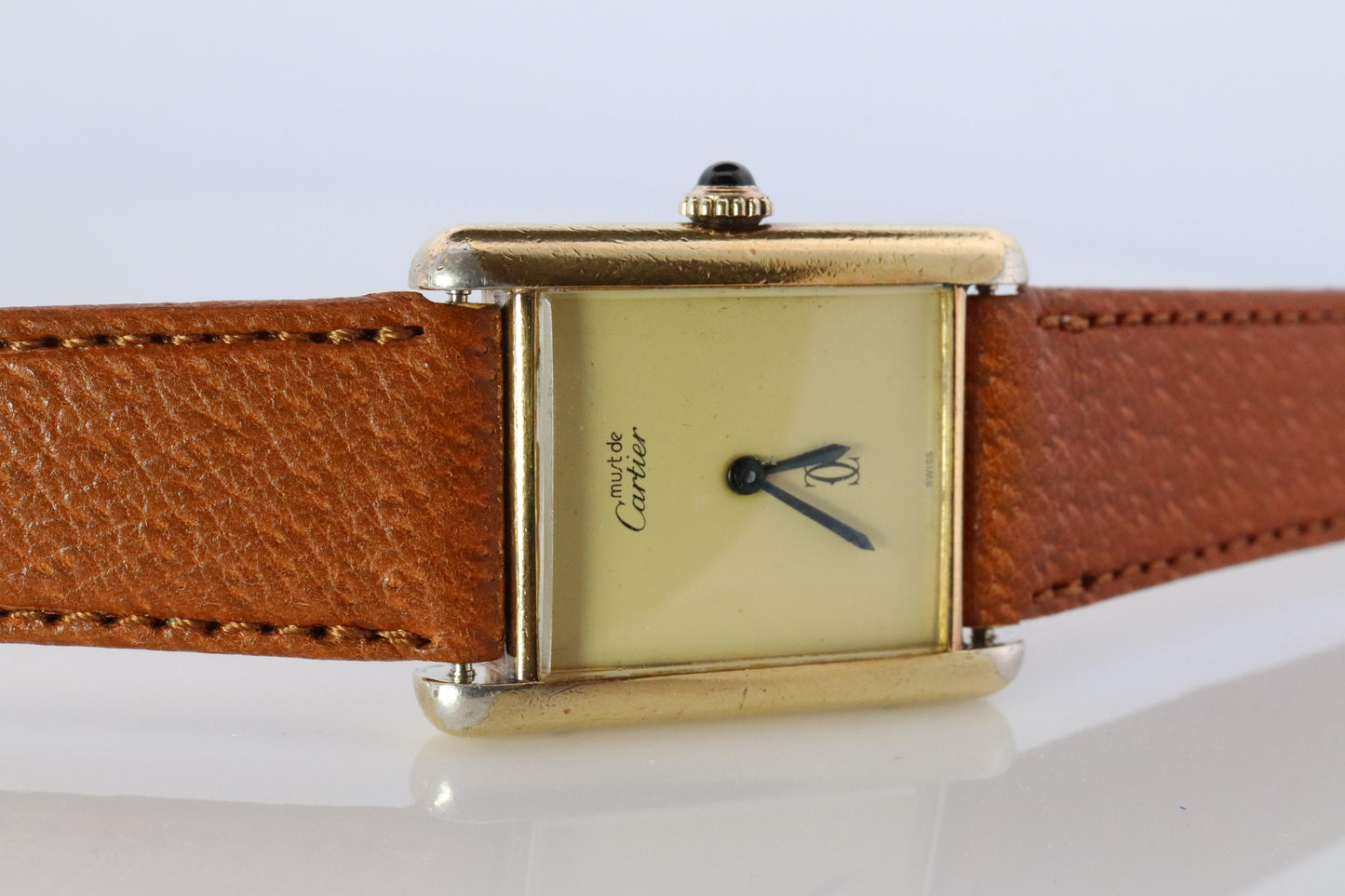 Vintage Must de Cartier Trinity Tank Watch. 925 Vermeil ARGENT Manual Tank.