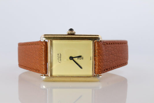 Vintage Must de Cartier Trinity Tank Watch. 925 Vermeil ARGENT Manual Tank.