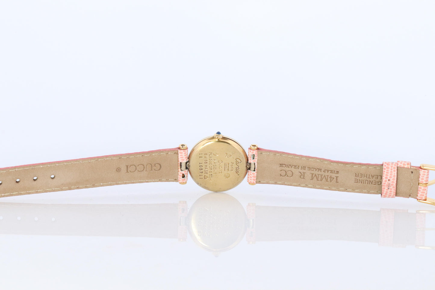 Genuine Cartier Watch. Must de Cartier Vendome Round Argent Vermeil White Face