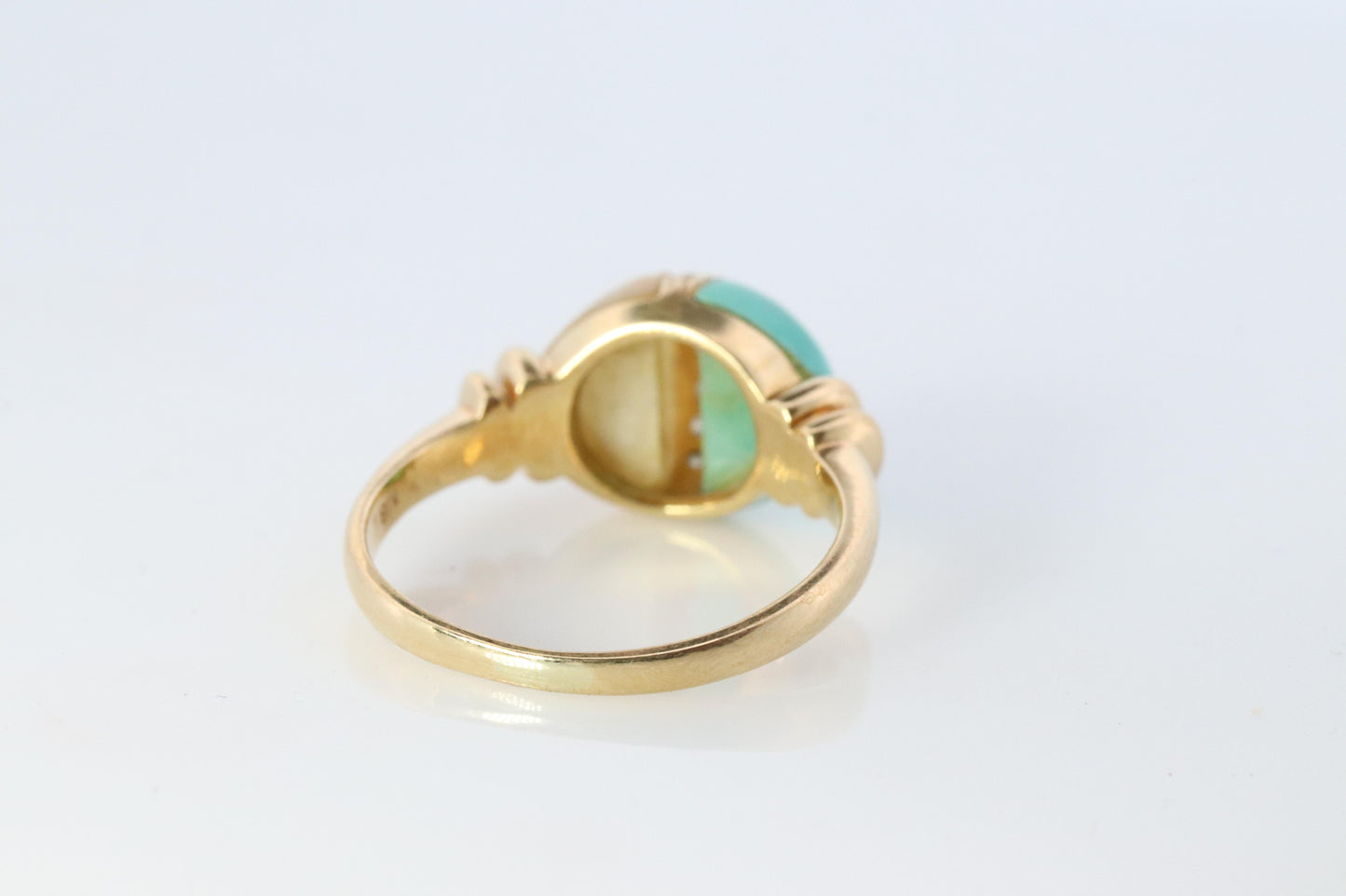 18k Turquoise and MOP Ring. Turquoise Diamond Mother of Pearl Statement Ring