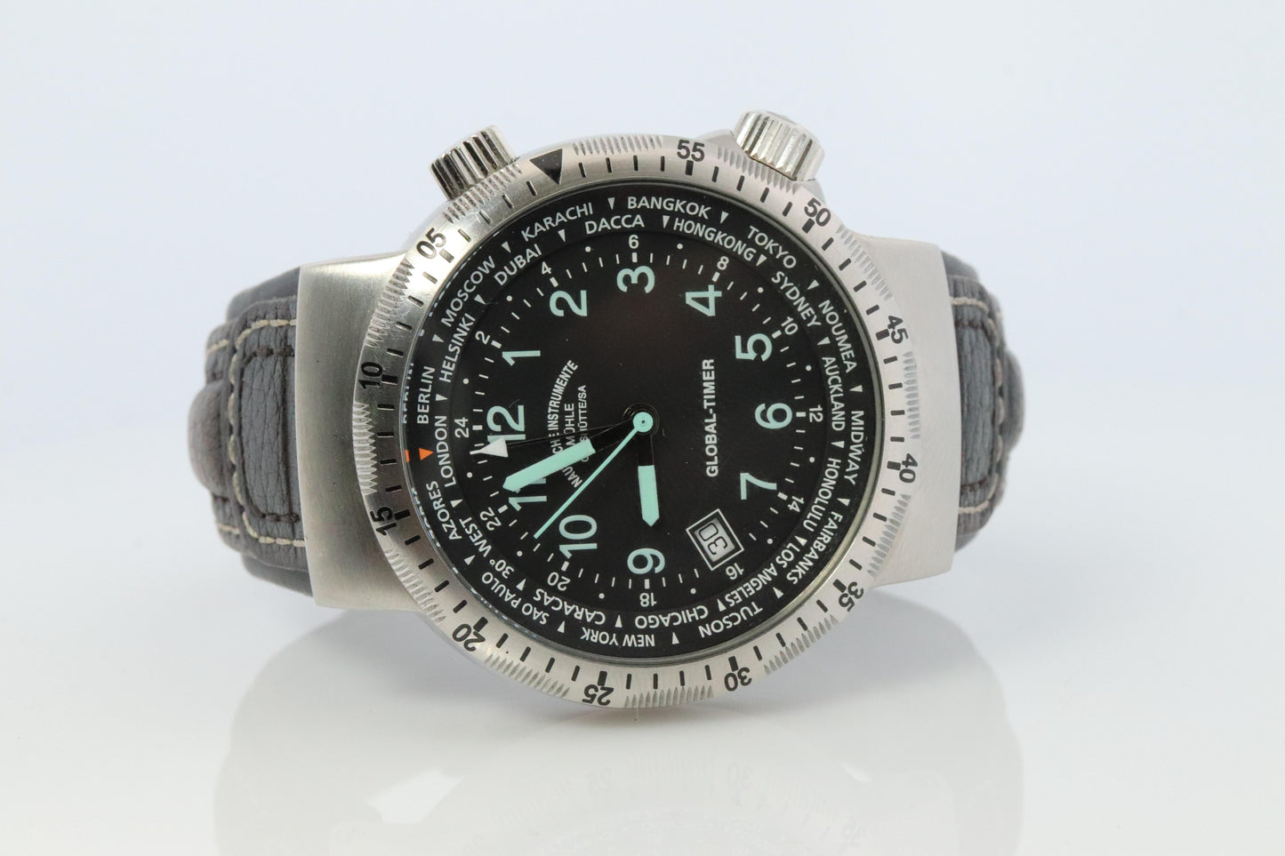 Muhle Glashutte Global Timer Watch. M1-41-13 Lufthansa Cargo Mens Watch.