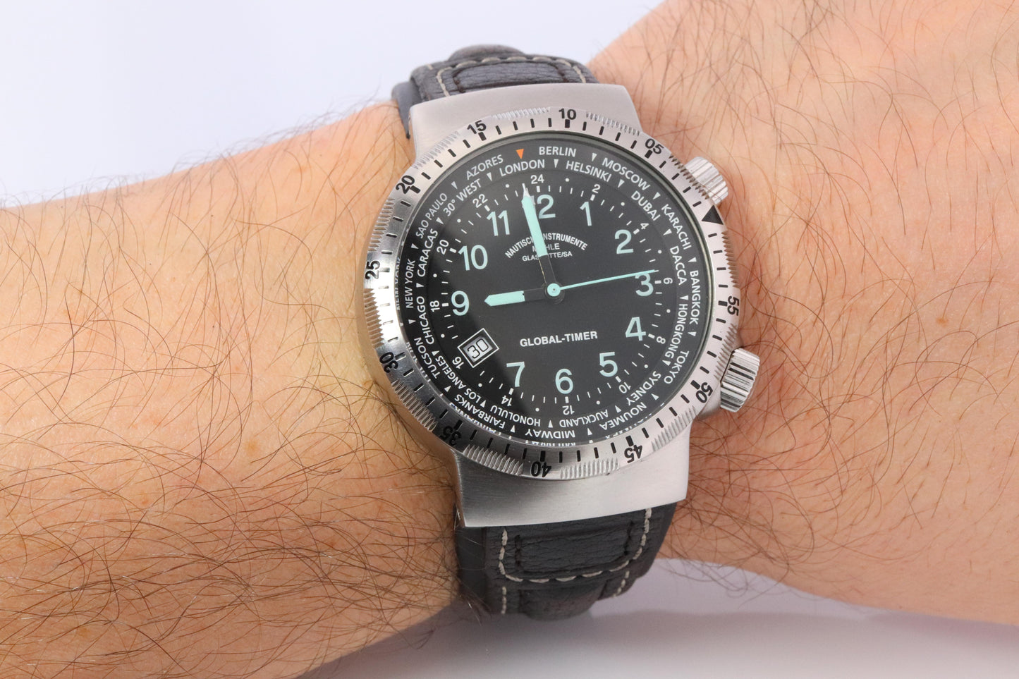 Muhle Glashutte Global Timer Watch. M1-41-13 Lufthansa Cargo Mens Watch.