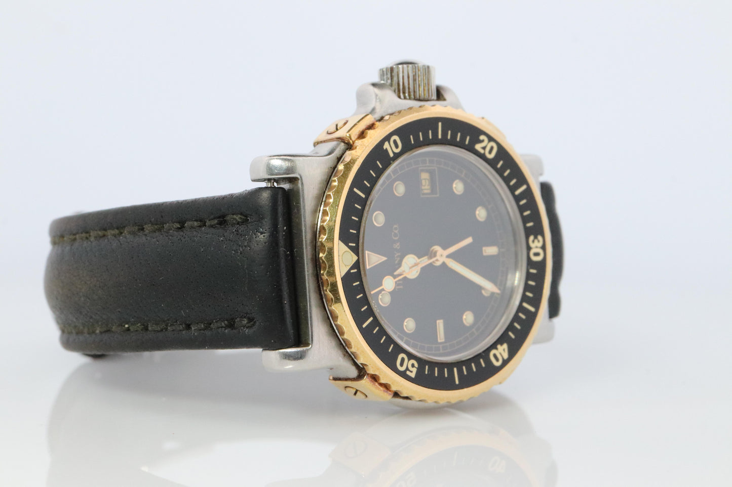 Tiffany and Co Diver Watch. 18k Gold and SS Tiffany L0729 Ladies Watch
