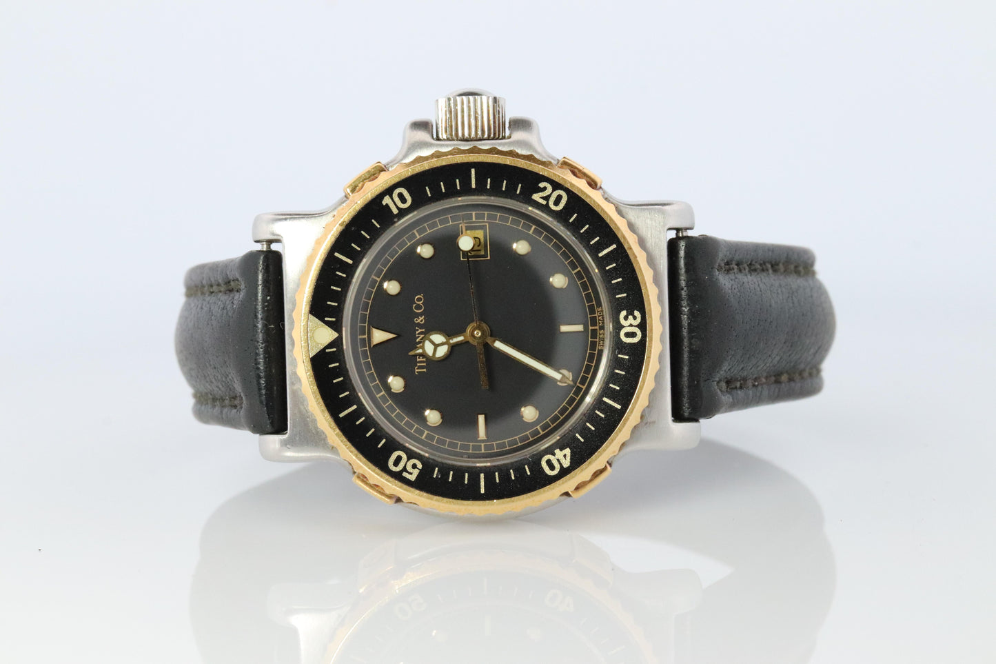 Tiffany and Co Diver Watch. 18k Gold and SS Tiffany L0729 Ladies Watch