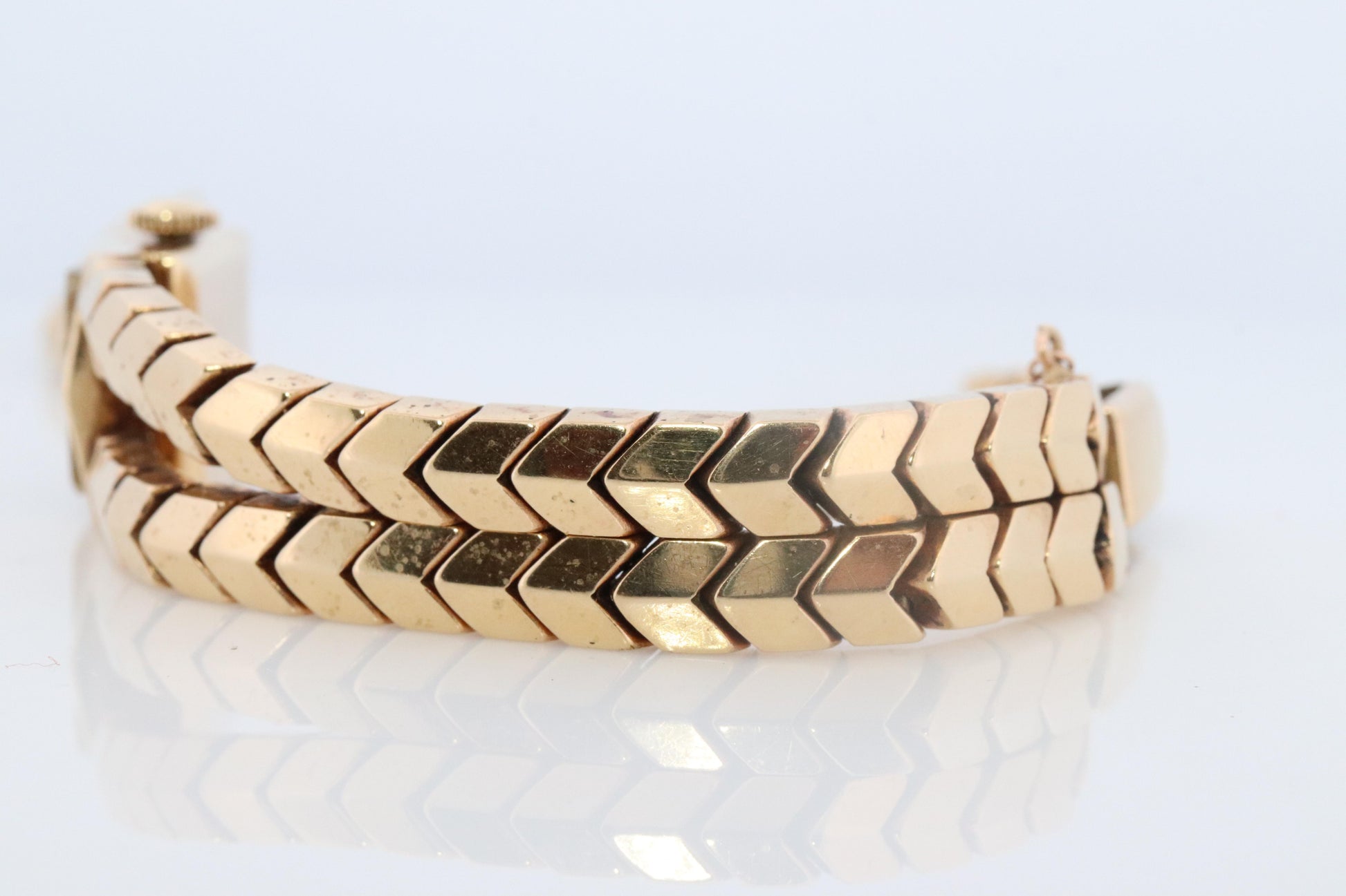 Hamilton 14k Yellow gold watch. Heavy 14k Ladies Mid-Century Mechanic watch.