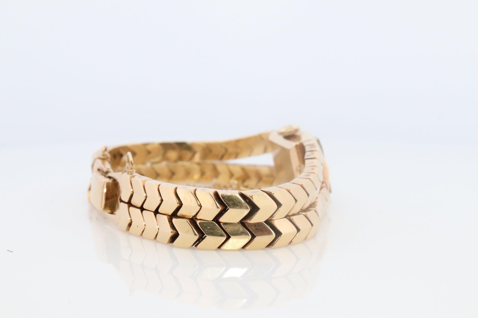 Hamilton 14k Yellow gold watch. Heavy 14k Ladies Mid-Century Mechanic watch.