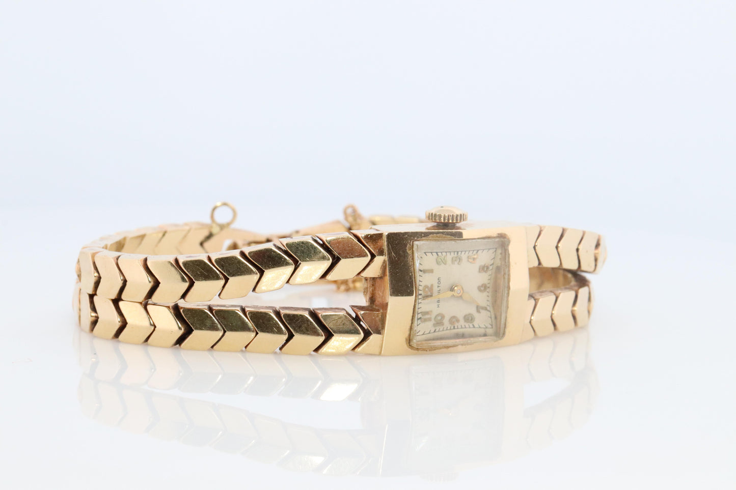 Hamilton 14k Yellow gold watch. Heavy 14k Ladies Mid-Century Mechanic watch.