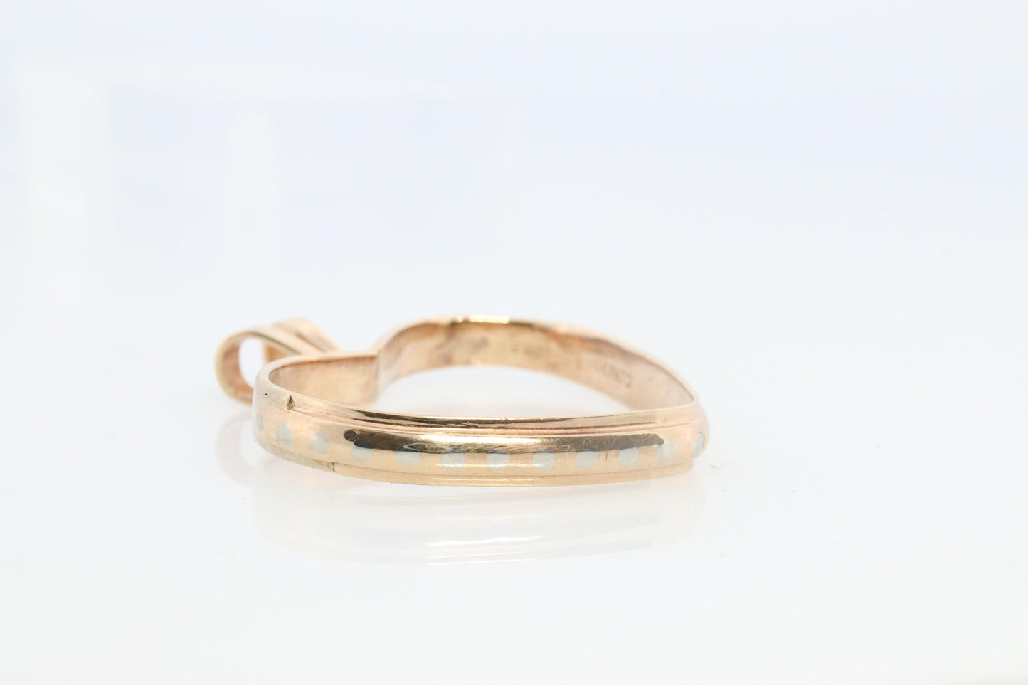 14k Open Heart Pendant. Antique 1940s Large Open Heart Pendant.