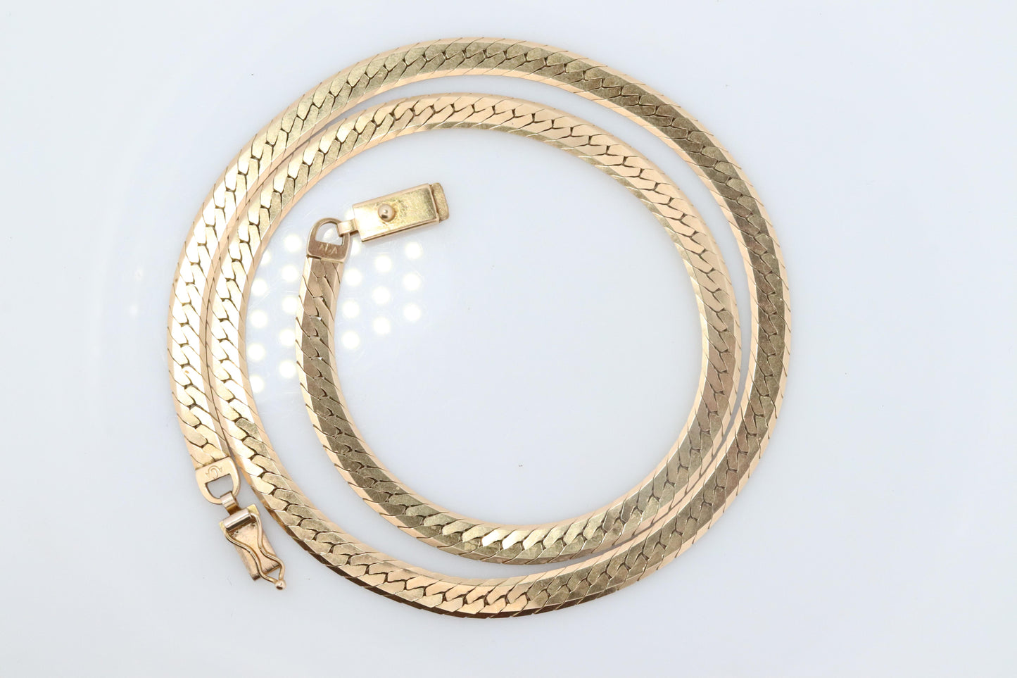 14k Herringbone Chain Necklace 5mm 19in 19.2 grams. Made by ACA Italy