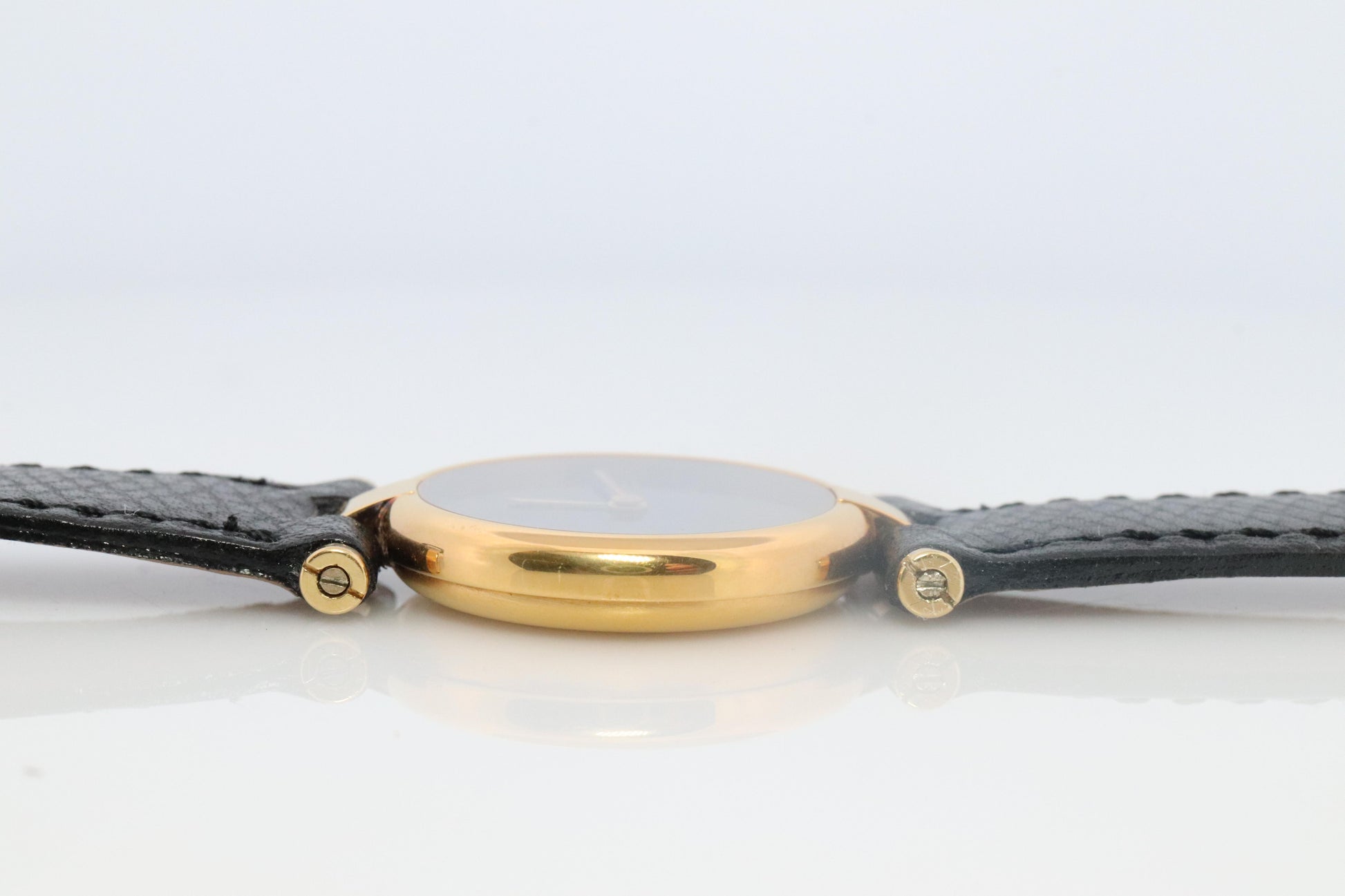 Genuine Cartier Watch. Must de Cartier Vendome Round Argent Vermeil Black Face