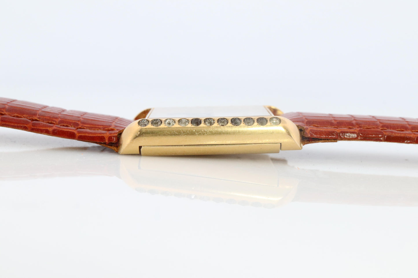 Vintage de luxe Catena Tank Diamond Watch. 925 Vermeil ARGENT Manual Tank.