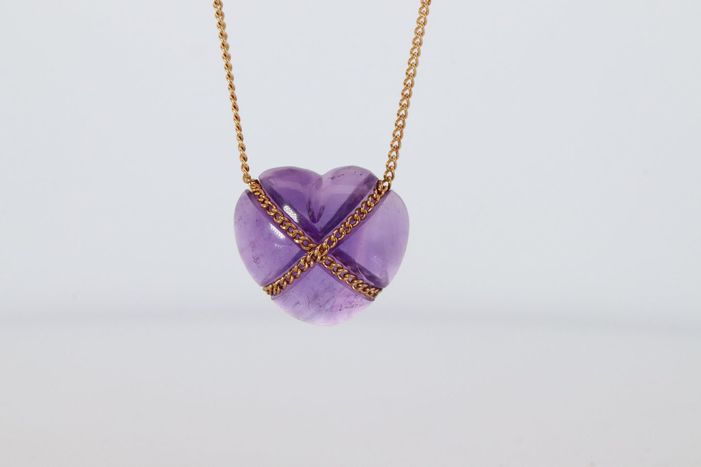 Tiffany and Co Heart Pendant 18k Tiffany Elsa Peretti Amethyst Cabochon Necklace