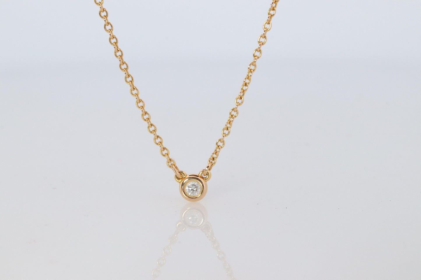 Vintage Tiffany Co Necklace. Elsa Peretti Diamond by the Yard Solitaire 1P