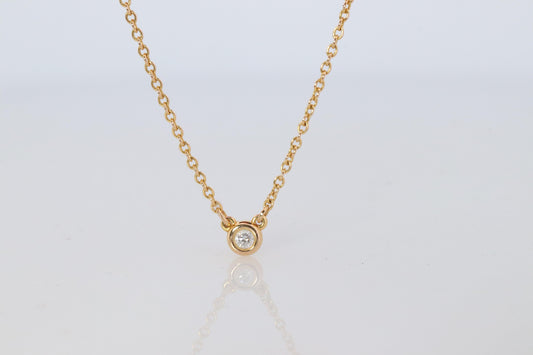 Vintage Tiffany Co Necklace. Elsa Peretti Diamond by the Yard Solitaire 1P