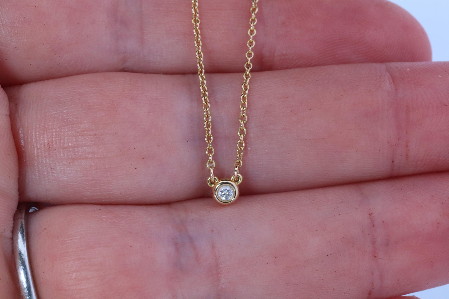 Vintage Tiffany Co Necklace. Elsa Peretti Diamond by the Yard Solitaire 1P