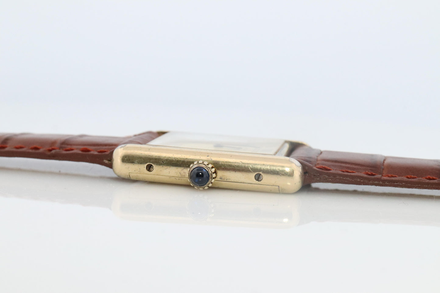 Vintage Must de Cartier Champagne Tank Watch. 925 Vermeil ARGENT Manual Tank.