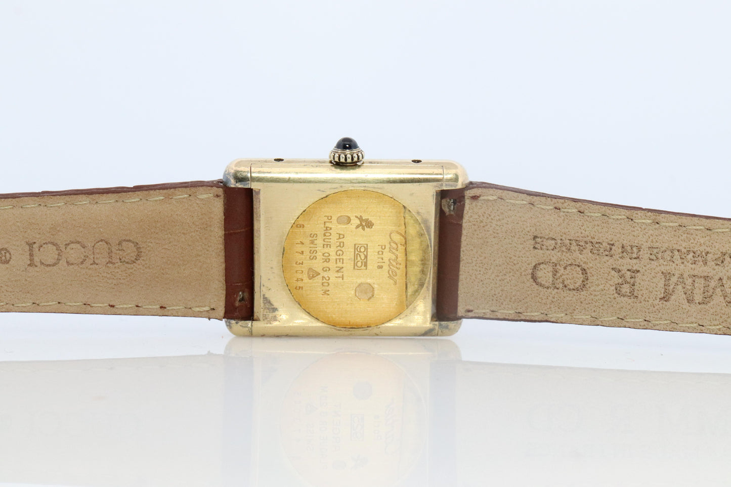 Vintage Must de Cartier Champagne Tank Watch. 925 Vermeil ARGENT Manual Tank.