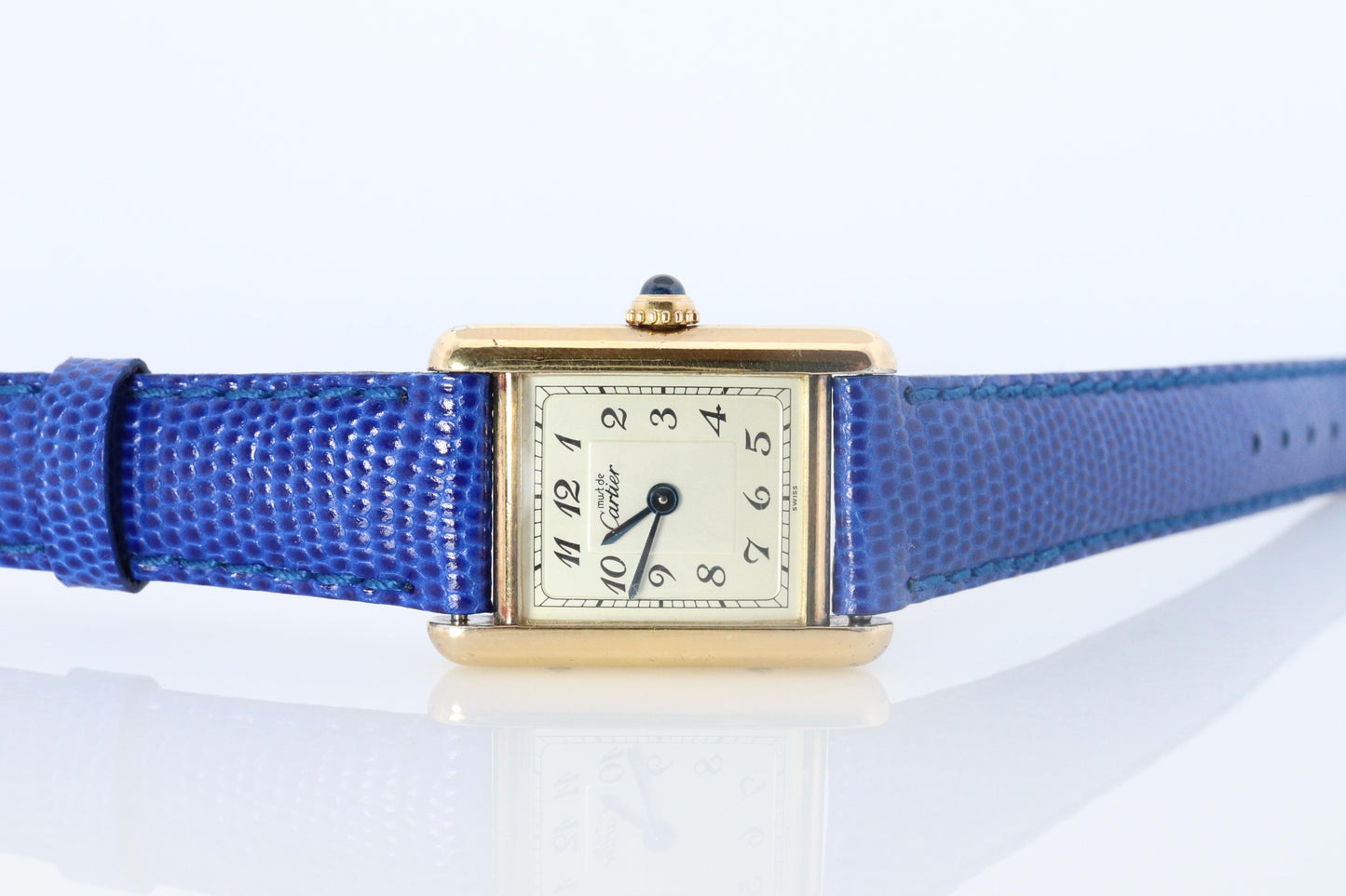 Vintage Must de Cartier Tank Arabic Dial Watch. Vermeil ARGENT 925 Small Tank