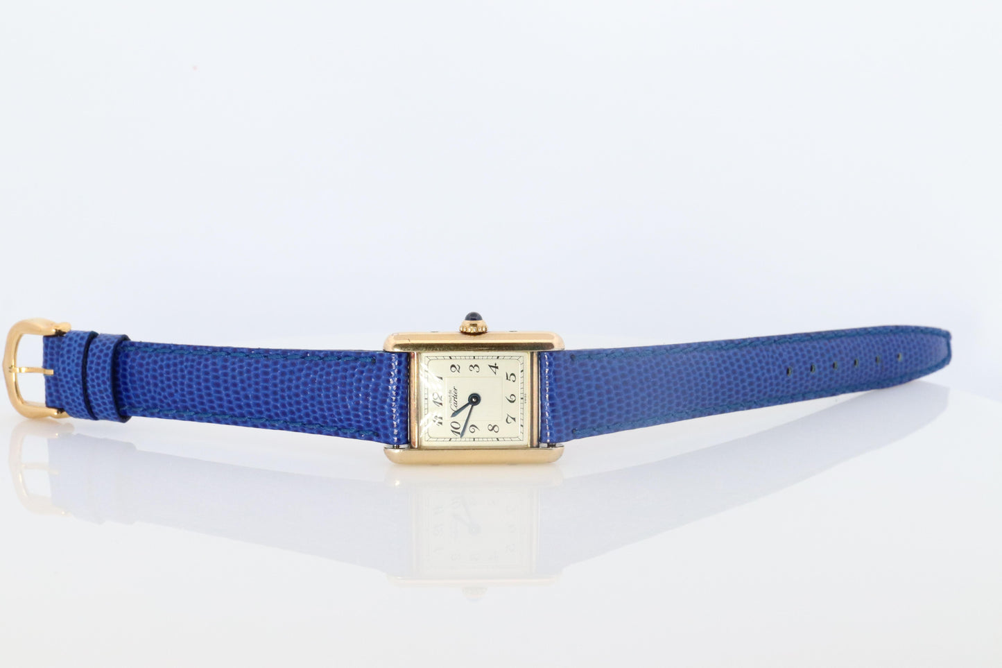 Vintage Must de Cartier Tank Arabic Dial Watch. Vermeil ARGENT 925 Small Tank