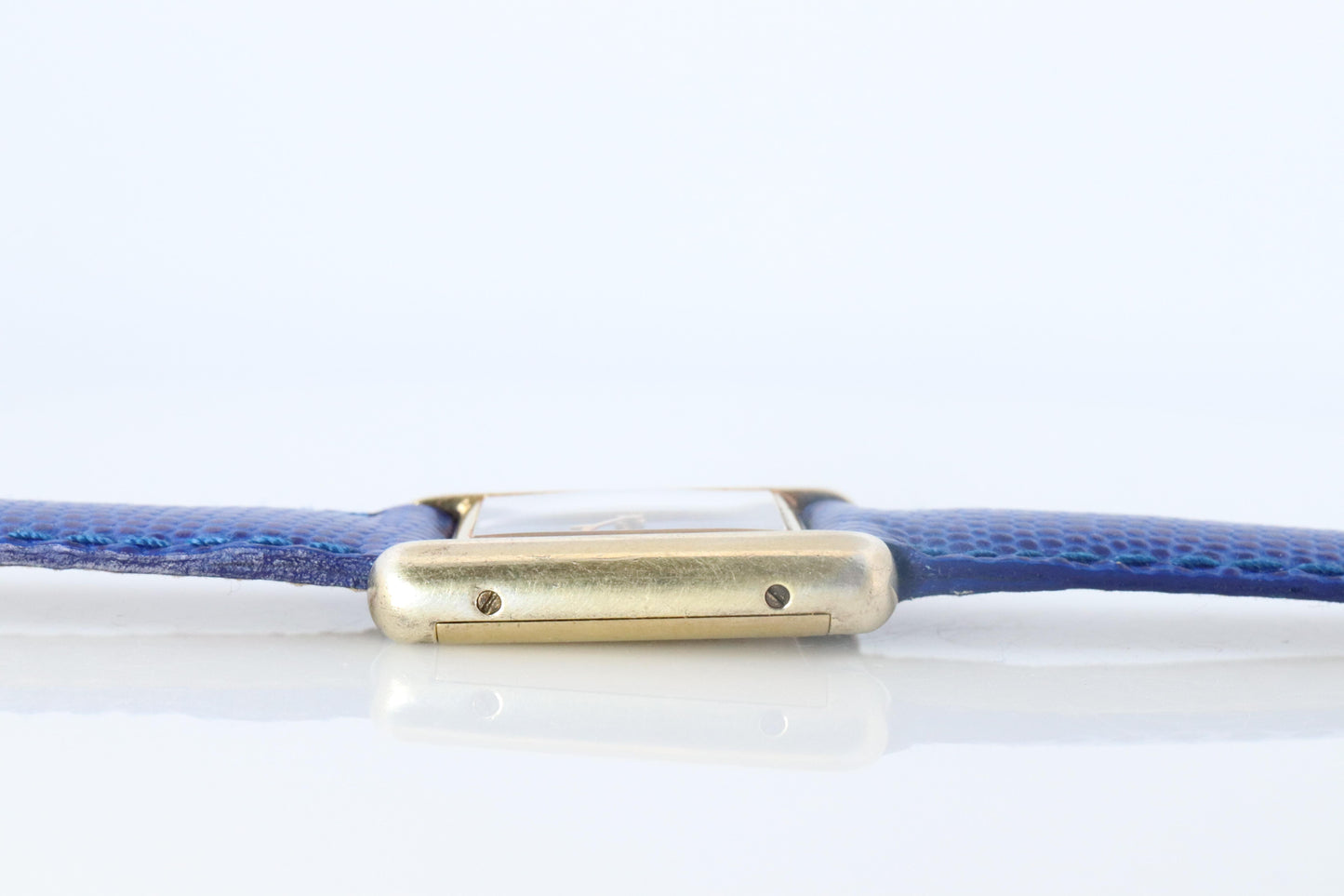 Must de Cartier Tank Blue Mystery Dial. Vermeil ARGENT 925 Small Windup Watch