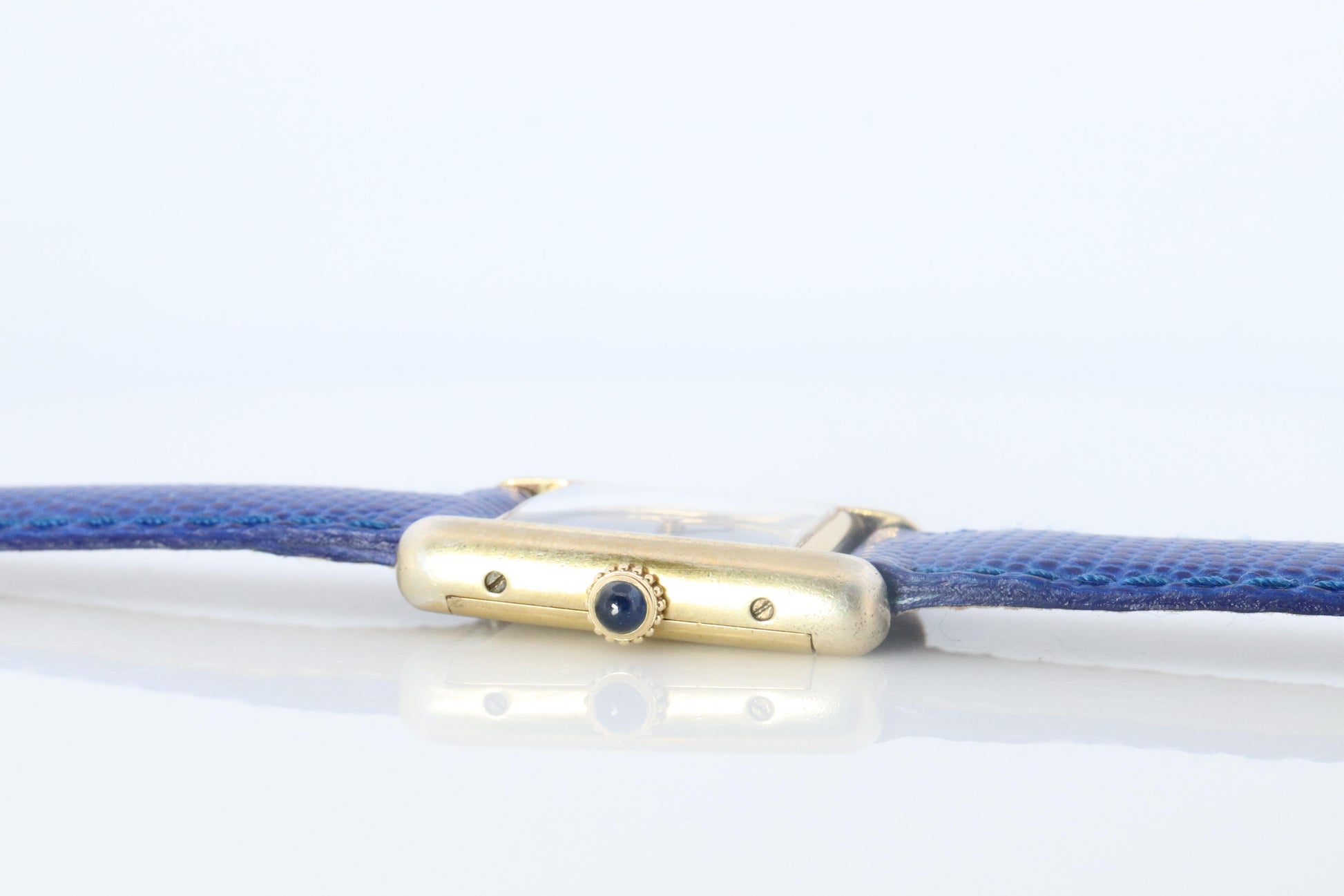 Must de Cartier Tank Blue Mystery Dial. Vermeil ARGENT 925 Small Windup Watch