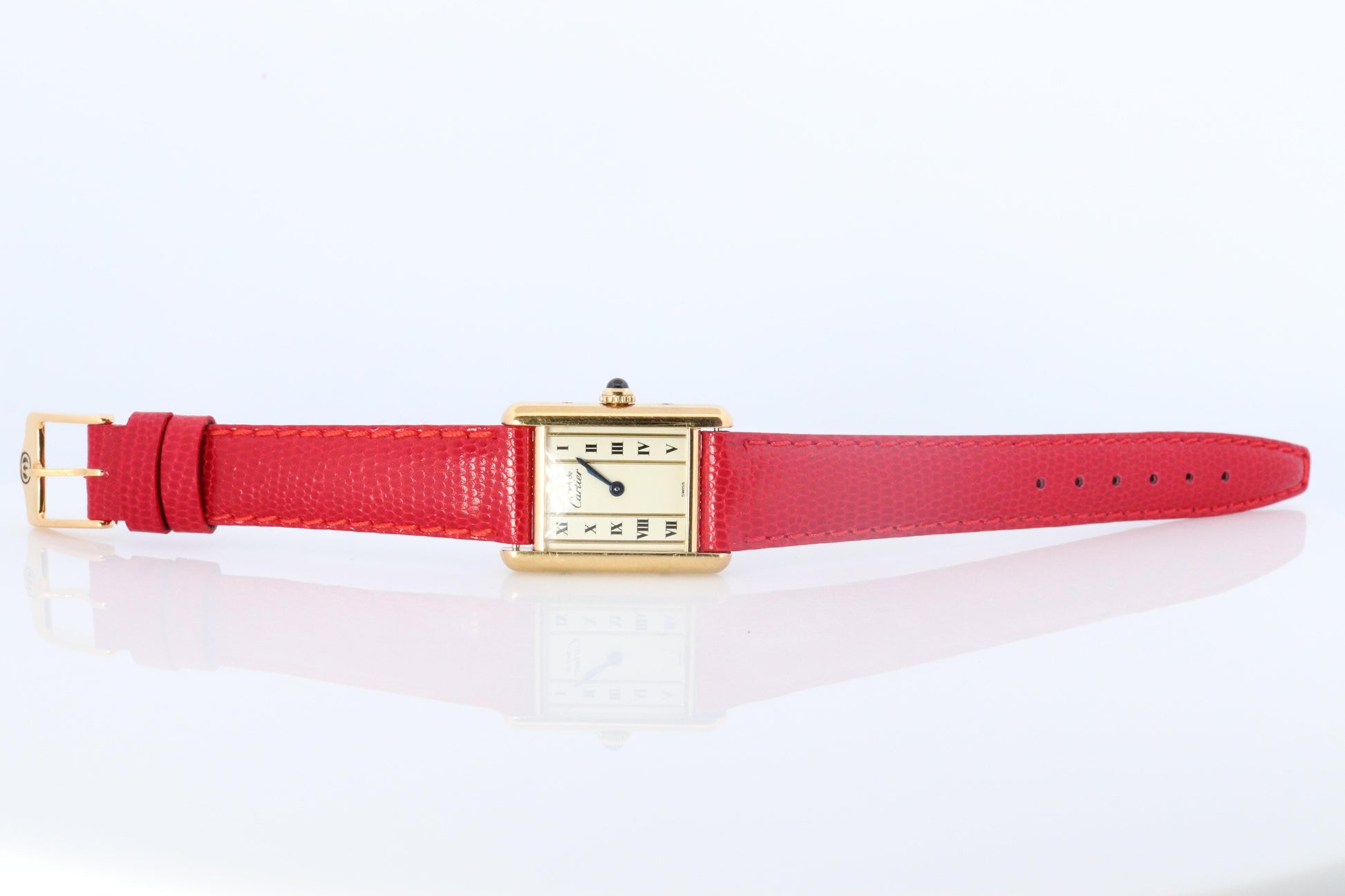 Vintage Must de Cartier Tank Pillar 1613 Dial Watch. Vermeil ARGENT Small Tank