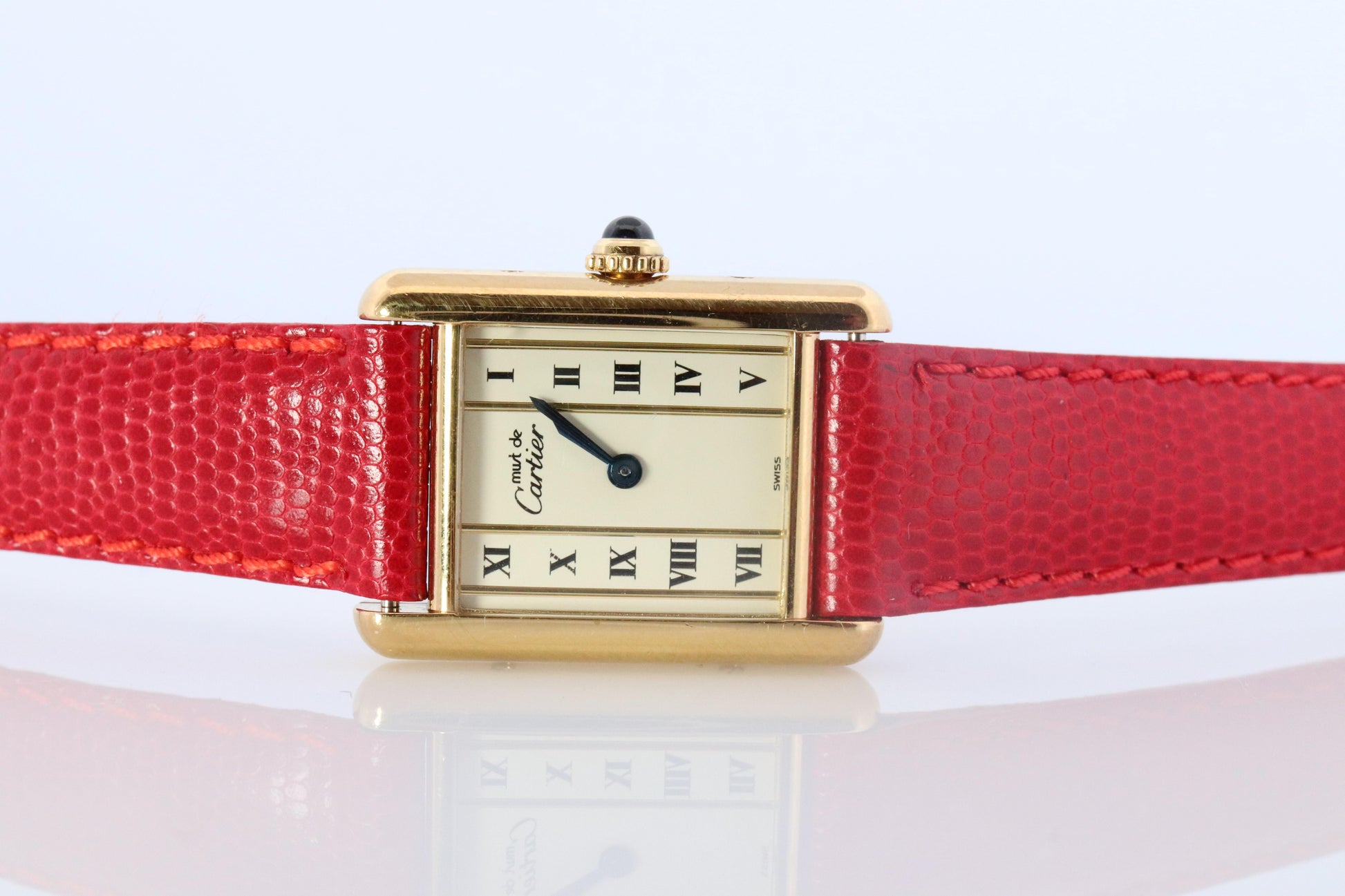 Vintage Must de Cartier Tank Pillar 1613 Dial Watch. Vermeil ARGENT Small Tank