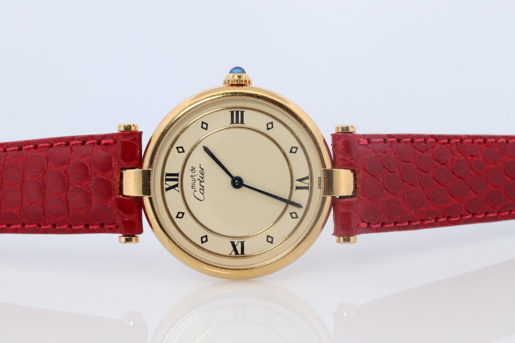 Cartier Watch. Must de Cartier Cream Dial Vendome Round Argent Vermeil 30mm.