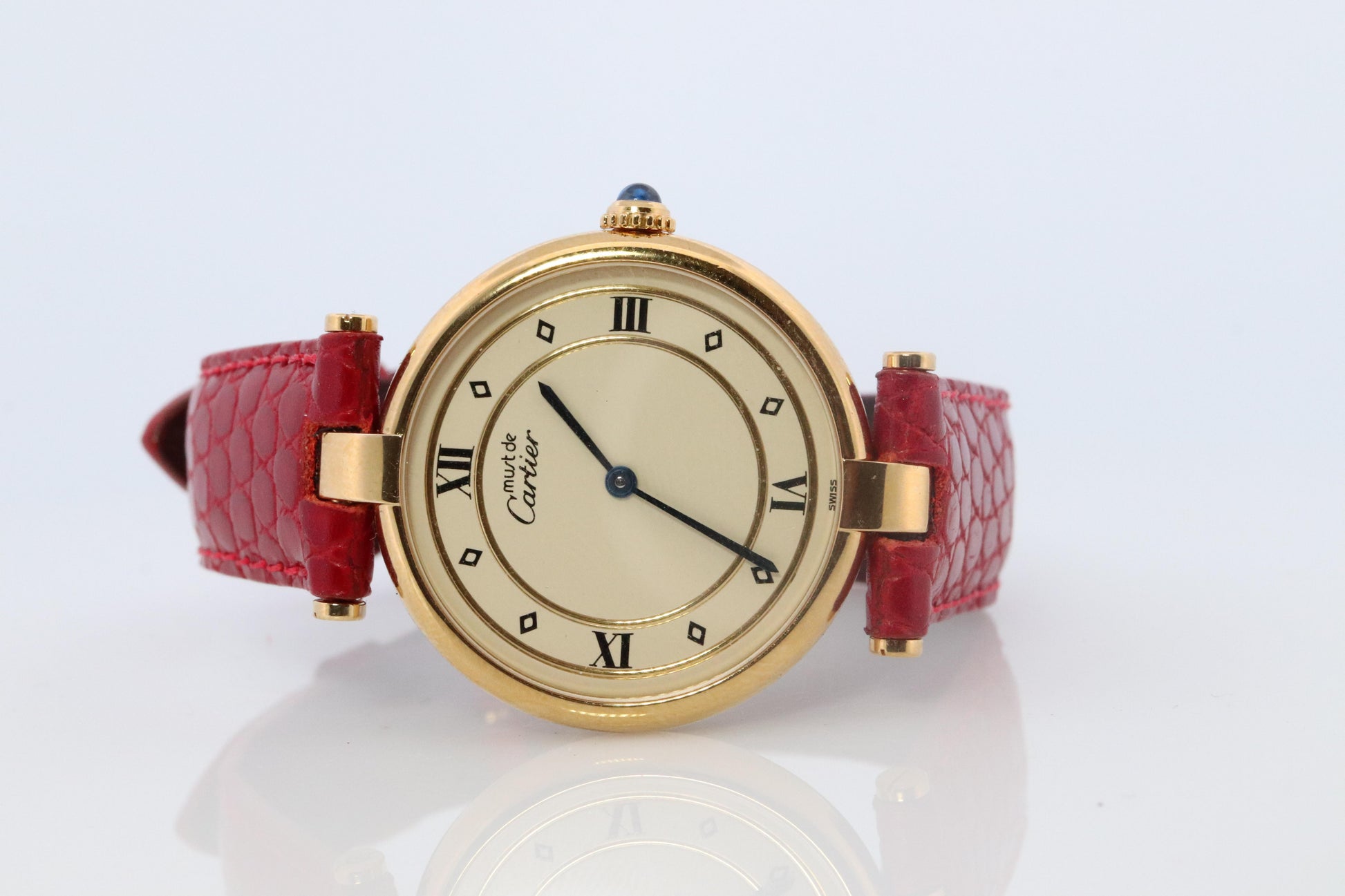 Cartier Watch. Must de Cartier Cream Dial Vendome Round Argent Vermeil 30mm.
