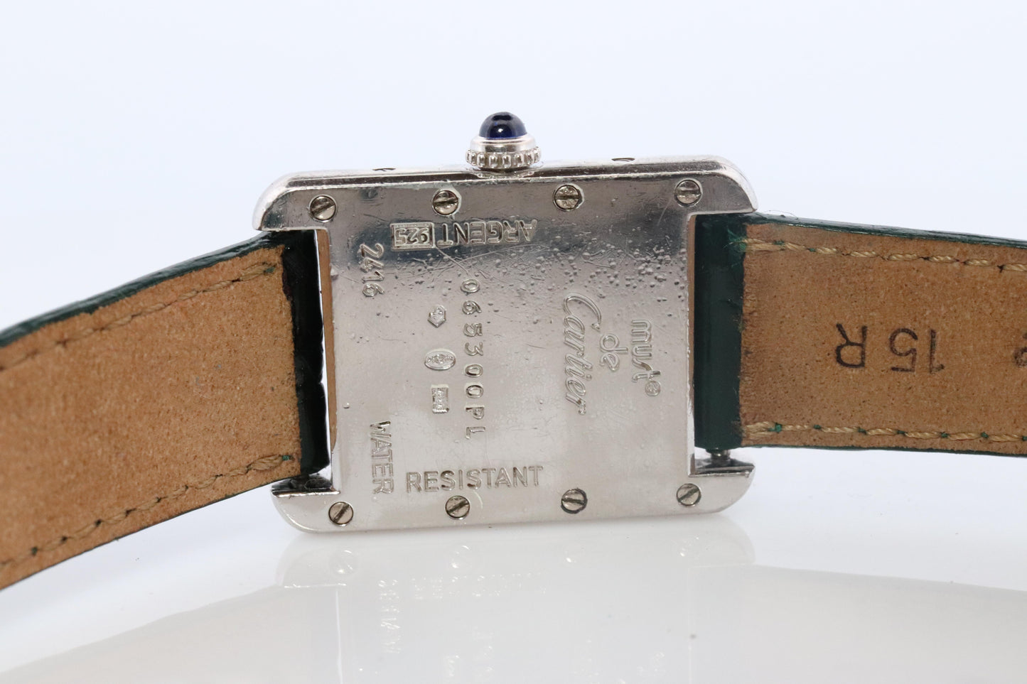 Vintage Must de Cartier Tank Watch. 925 Vermeil ARGENT 2416 Silver Dial Tank