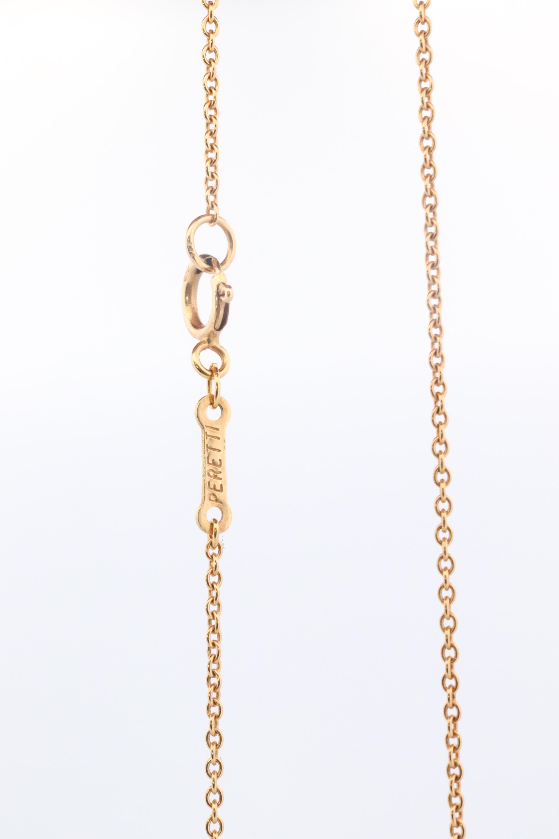 Tiffany & Co. 18k Gold Chain and Bean Pendant Necklace. 750 Yellow Gold Tiffany