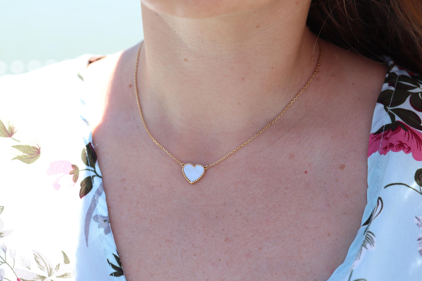 Van Cleef Arpels Lucky Alhambra Necklace. Genuine VCA 18k YG Shell Heart Pendant