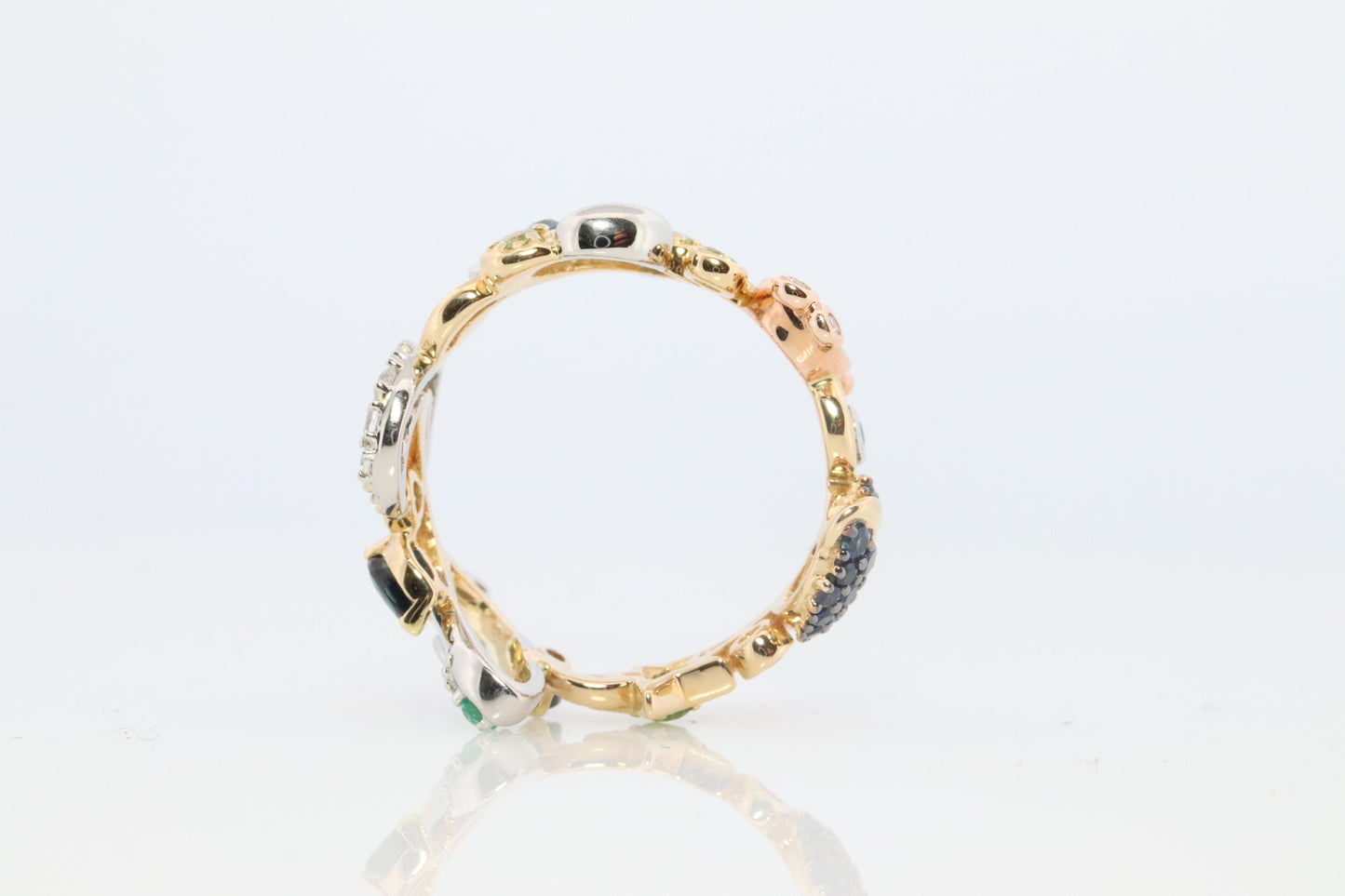 Cosmic ring. 18k and Platinum Rocket Space Planetary theme band.