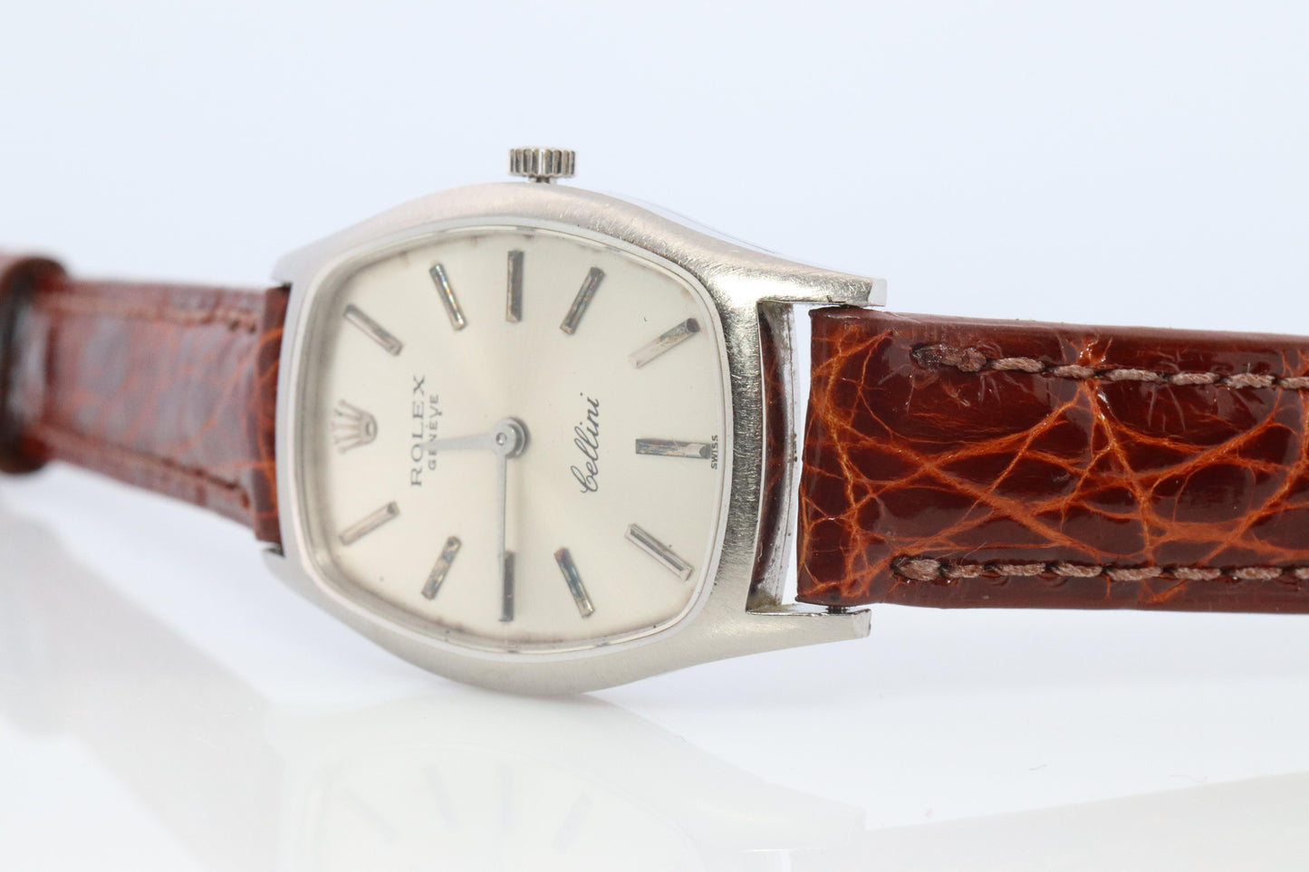 Genuine 18k Rolex Watch. 18k WG Ladies Rolex CELLINI 3803 Barrel WristWatch