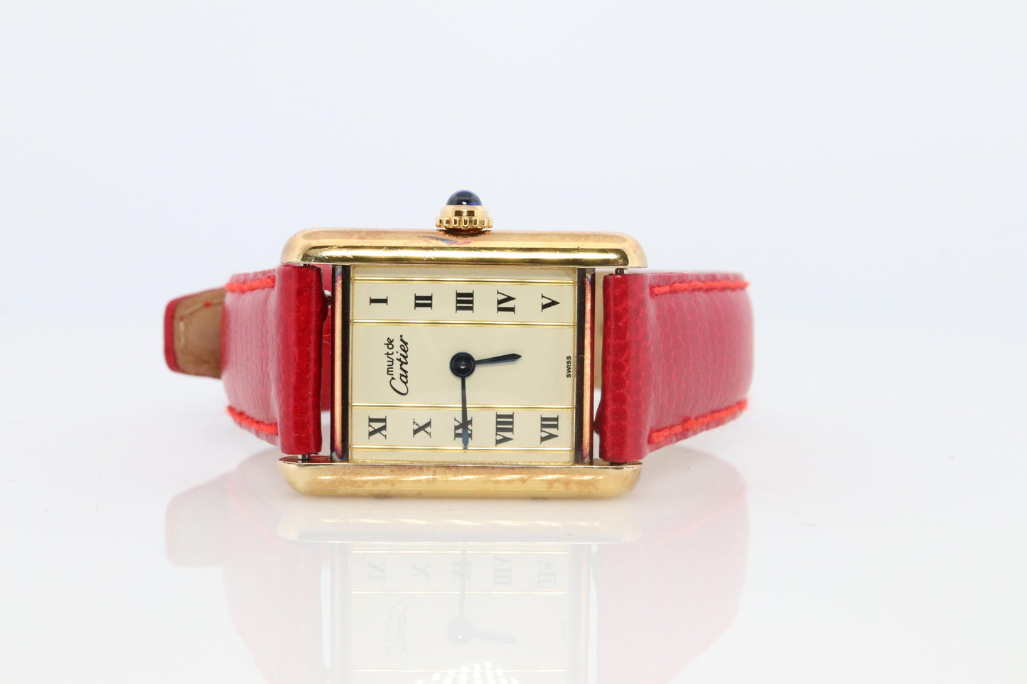 Vintage Must de Cartier Tank Pillar 5057001 Dial Watch Vermeil ARGENT Small Tank
