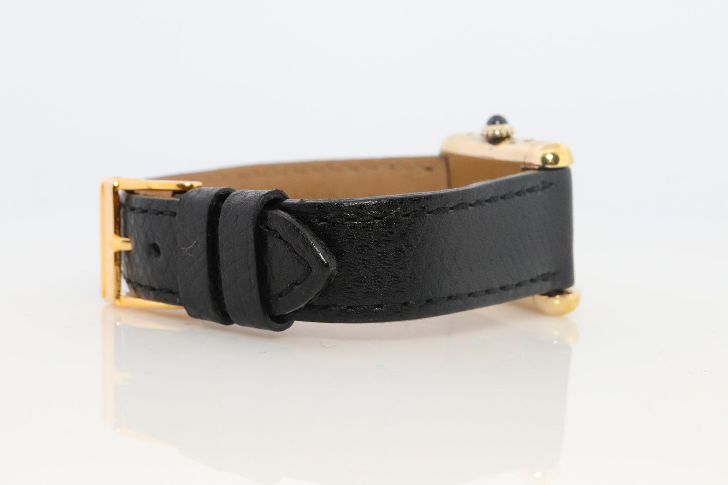 Vintage Must de Cartier Tank Black Dial Watch Vermeil ARGENT Small Manual Tank