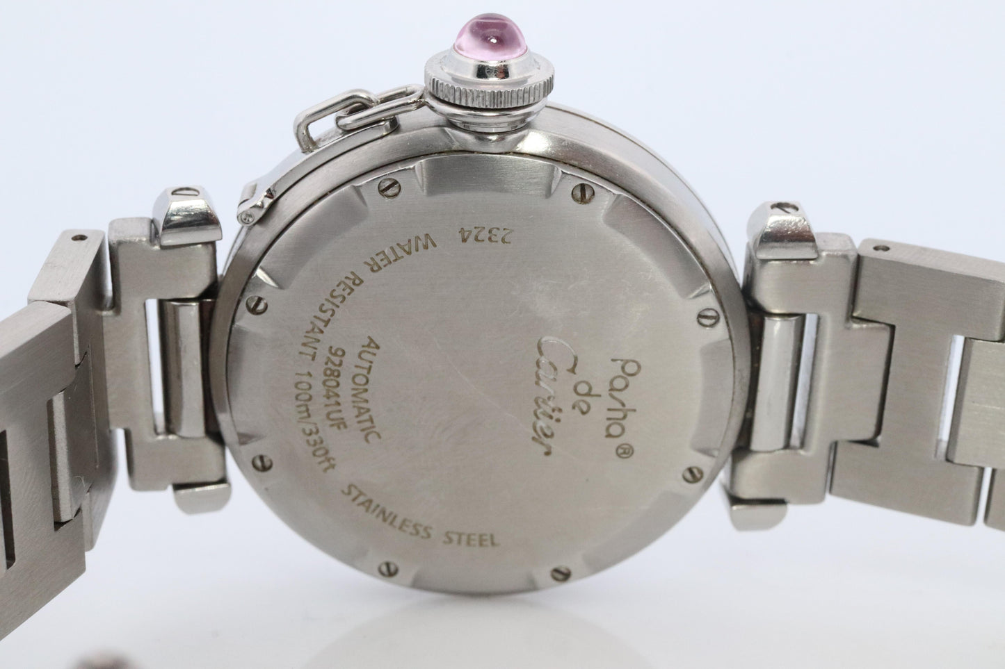 Vintage Cartier PASHA C Automatic 2324. Rare RED Cherry Bordeaux Dial.