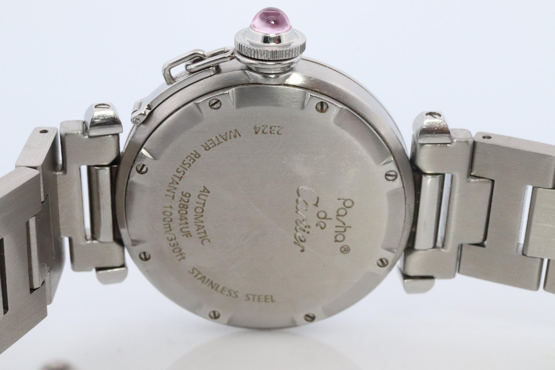 Vintage Cartier PASHA C Automatic 2324. Rare RED Cherry Bordeaux Dial.