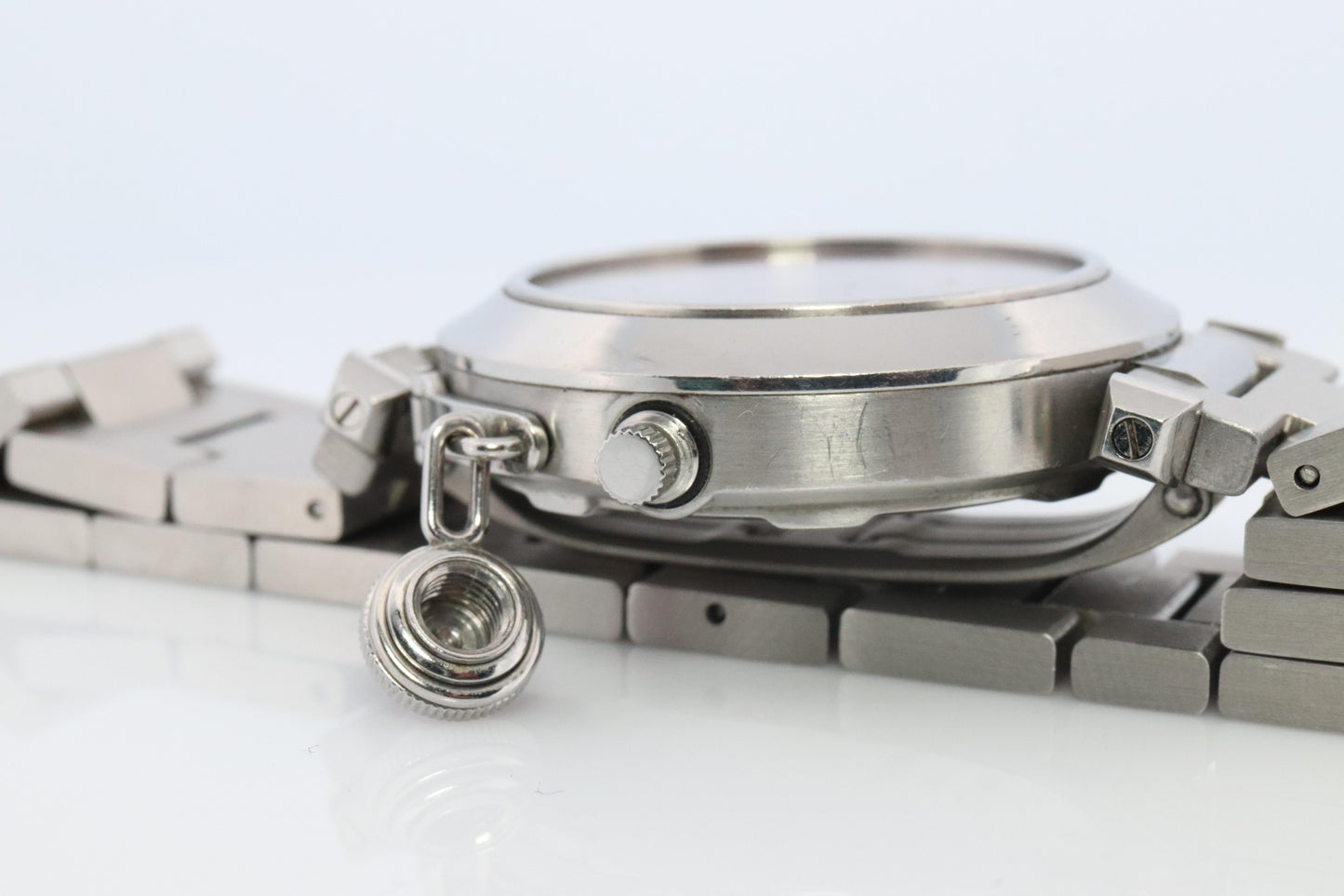 Vintage Cartier PASHA C Automatic 2324. Rare RED Cherry Bordeaux Dial.