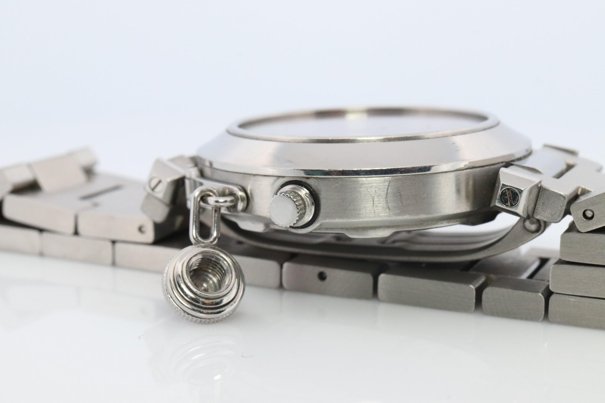 Vintage Cartier PASHA C Automatic 2324. Rare RED Cherry Bordeaux Dial.