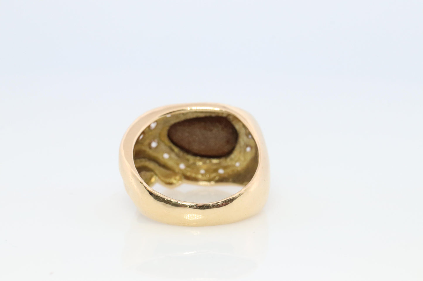Boulder Opal Diamond Ring. 18k Gold Genuine Opal Diamond Set Ring.