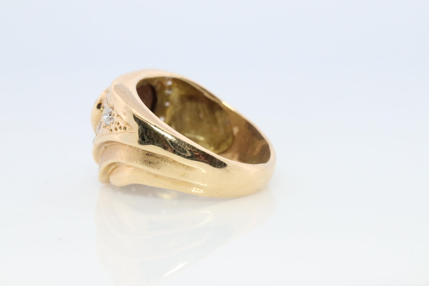 Boulder Opal Diamond Ring. 18k Gold Genuine Opal Diamond Set Ring.