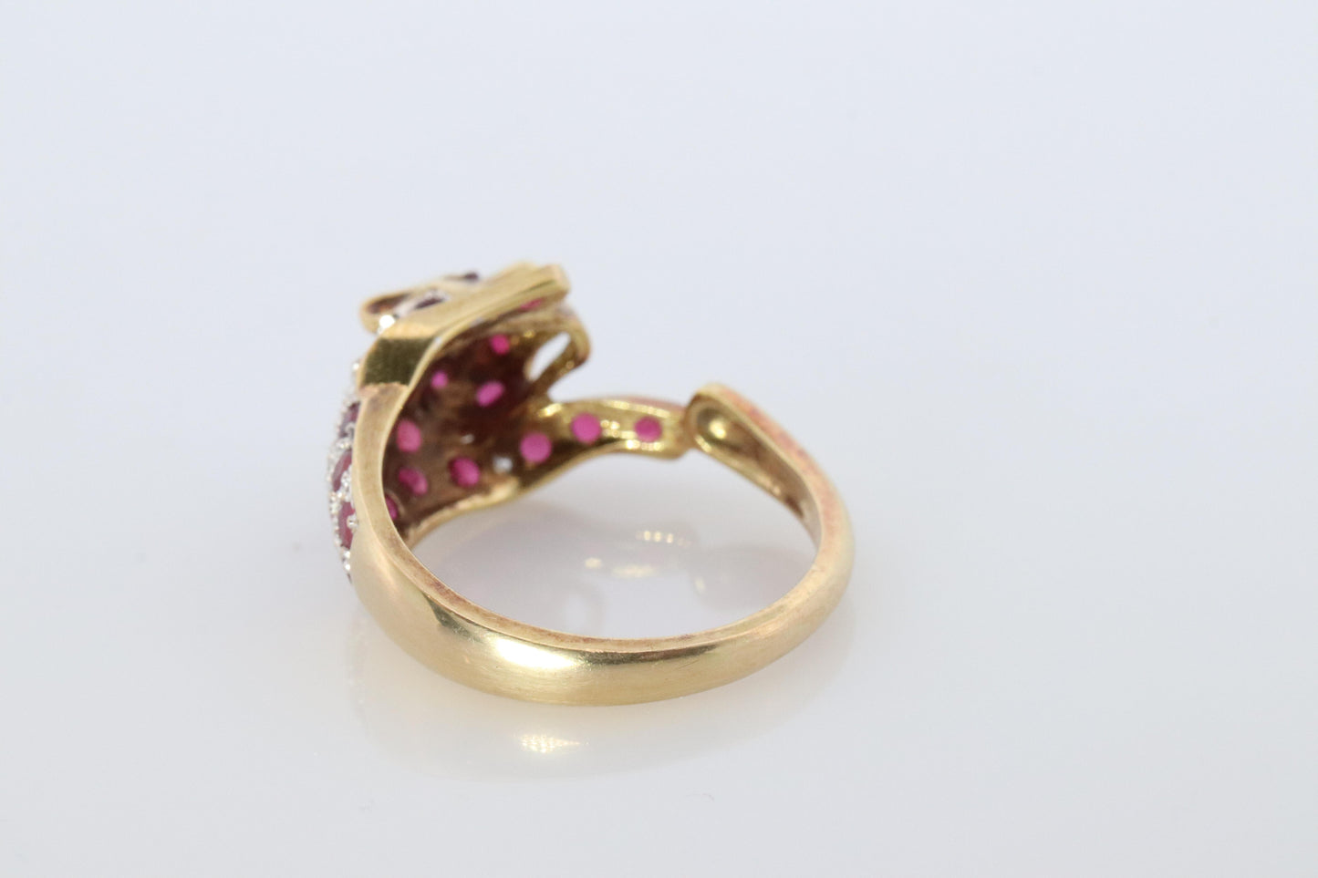 18k Panther Leopard Jaguar Cheetah Ruby ring. Encrusted Rubies Ready to Pouce
