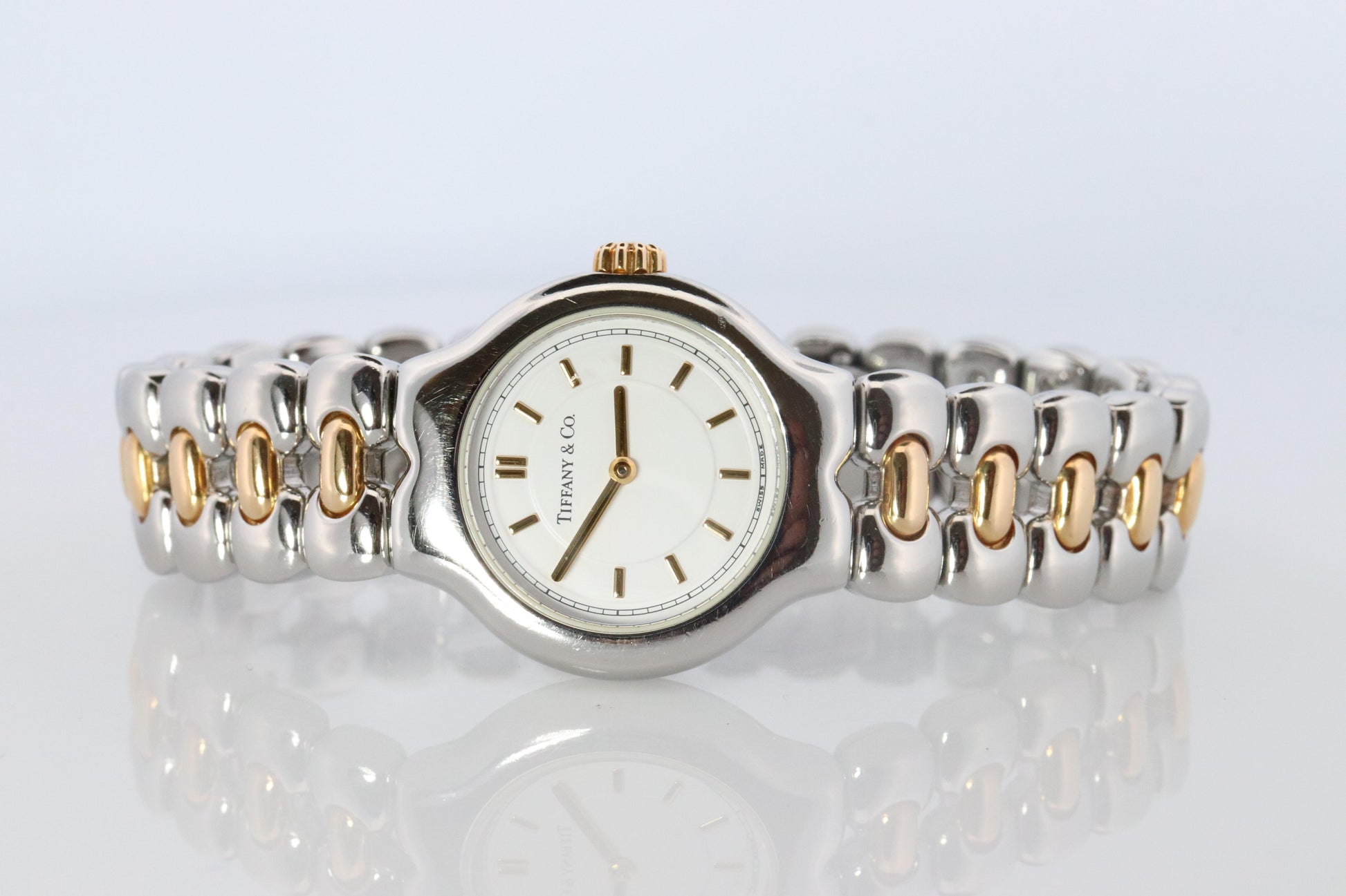 Tiffany and Co Watch. 18k Tiffany Tesoro Stainless Steel Ladies 25mm Wristwatch